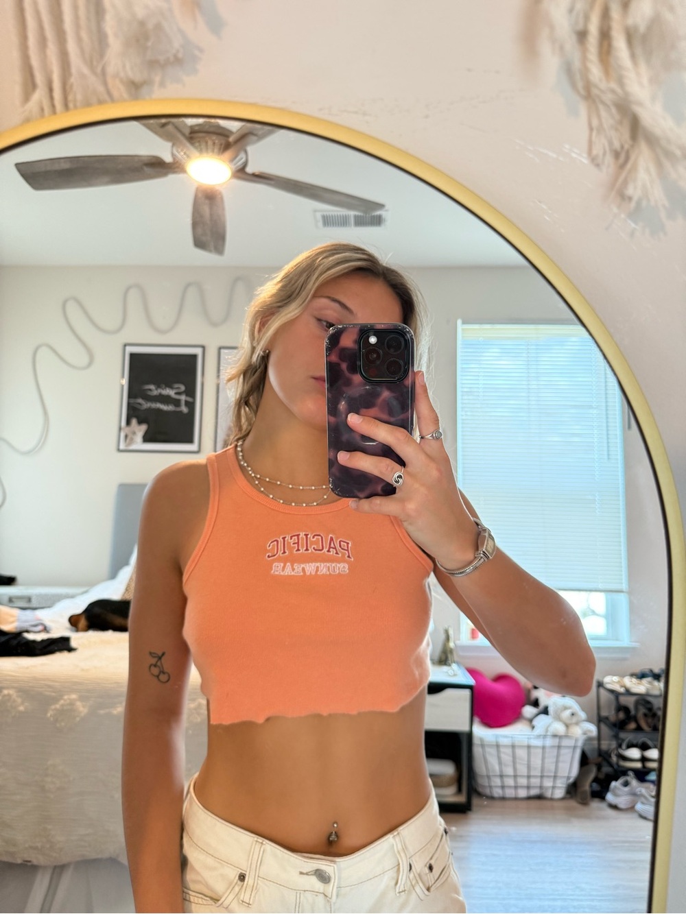 PacSun Peach Orange Cropped Graphic Tank